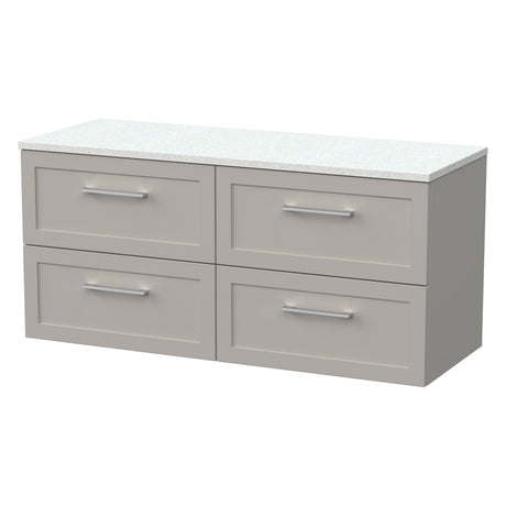 [BFSH3224LWN2] Stonnall Traditional Wall Hung 4 Drawer 1200mm Vanity Unit with White Nebula Laminate Worktop - Choice of Colour - Cutout