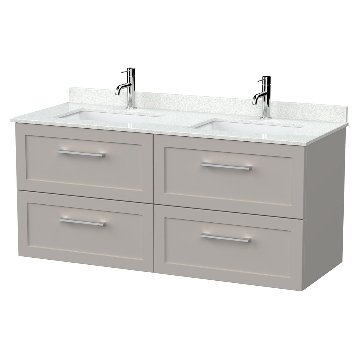 [BFSH3224WS2] Stonnall Traditional Wall Hung 4 Drawer 1200mm Vanity Unit with White Marble Top and Basin - Choice of Colour - Cutout