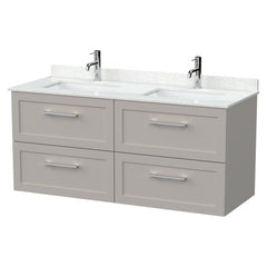 [BFSH3224WS2] Stonnall Traditional Wall Hung 4 Drawer 1200mm Vanity Unit with White Marble Top and Basin - Choice of Colour - Cutout