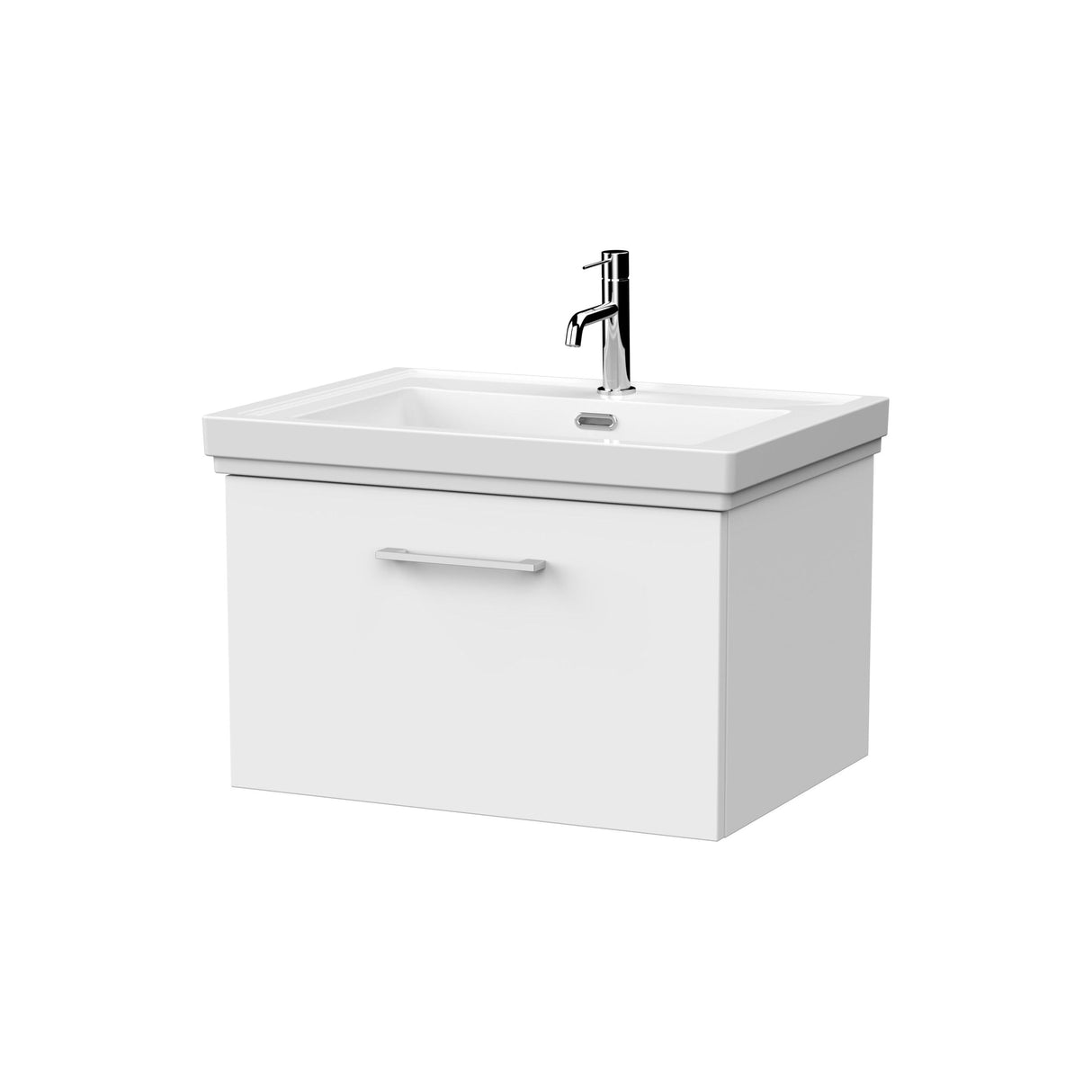 [BFSL122A] Pershall Contemporary Wall Hung 1 Drawer Vanity Unit with Traditional 1 Tap Hole Fireclay Basin - Choice of Size and Colour - Cutout