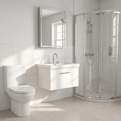 [BFSL122B] Pershall Contemporary Wall Hung 1 Drawer Vanity Unit with Traditional 3 Tap Hole Fireclay Basin - Choice of Size and Colour - Lifestyle 3