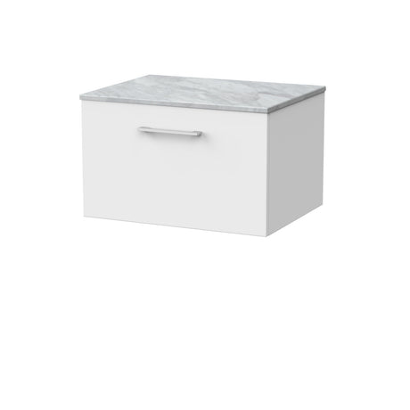 [BFSL122GMT] Pershall Contemporary Wall Hung 1 Drawer Vanity Unit with Grey Marble Top - Choice of Size and Colour - Cutout