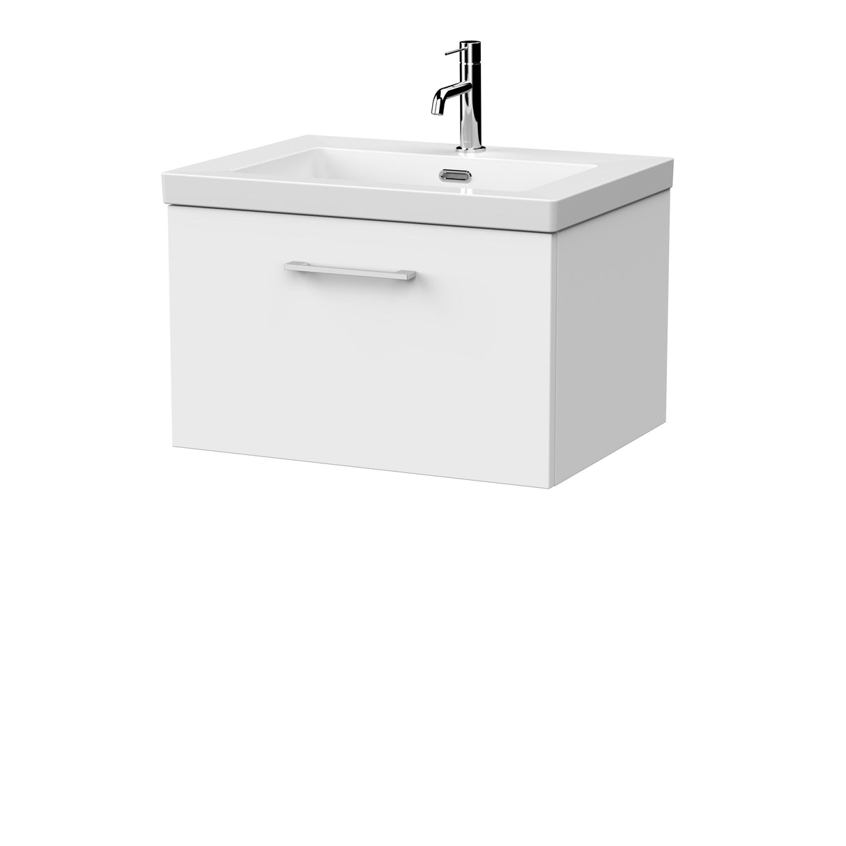 [BFSL122L] Pershall Contemporary Wall Hung 1 Drawer Vanity Unit with 1 Tap Hole Fireclay Basin - Choice of Size and Colour - Cutout