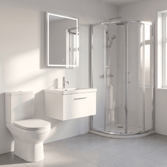 [BFSL122L] Pershall Contemporary Wall Hung 1 Drawer Vanity Unit with 1 Tap Hole Fireclay Basin - Choice of Size and Colour - Lifestyle 3