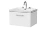 [BFSL122M] Pershall Contemporary Wall Hung 1 Drawer Vanity Unit with 3 Tap Hole Fireclay Basin - Choice of Size and Colour - Cutout