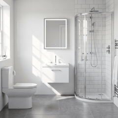 [BFSL122M] Pershall Contemporary Wall Hung 1 Drawer Vanity Unit with 3 Tap Hole Fireclay Basin - Choice of Size and Colour - Lifestyle 1
