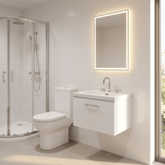[BFSL122M] Pershall Contemporary Wall Hung 1 Drawer Vanity Unit with 3 Tap Hole Fireclay Basin - Choice of Size and Colour - Lifestyle 3