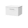 [BFSL122WMT] Pershall Contemporary Wall Hung 1 Drawer Vanity Unit with White Marble Top - Choice of Size and Colour - Cutout
