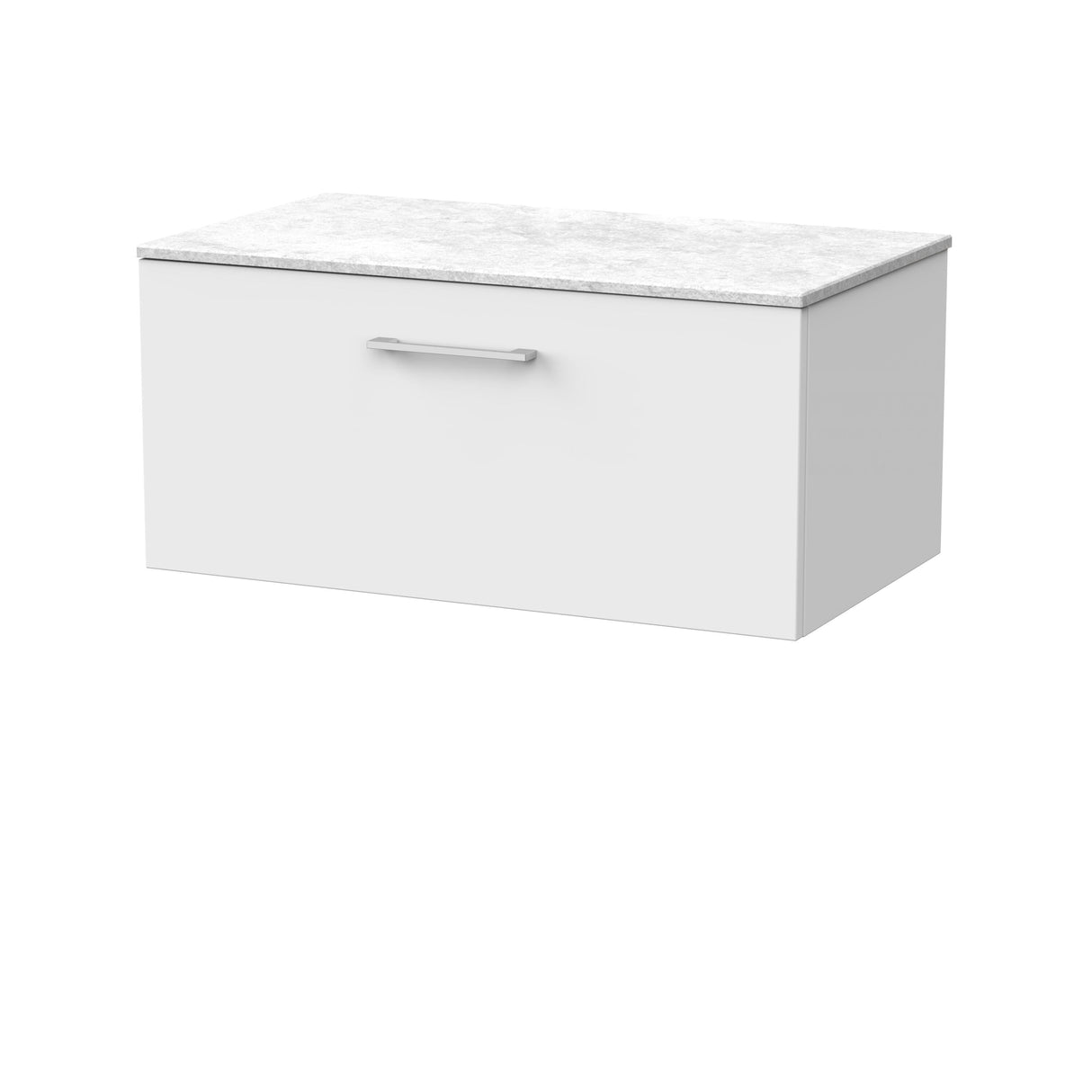 [BFSL125WMT] Pershall Contemporary Wall Hung 1 Drawer Vanity Unit with White Marble Top - Choice of Size and Colour - Cutout