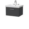 [BFSL1422B] Pershall Contemporary Wall Hung 1 Drawer Vanity Unit with Traditional 3 Tap Hole Fireclay Basin - Choice of Size and Colour - Cutout