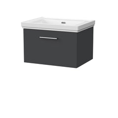 [BFSL1422H] Pershall Contemporary Wall Hung 1 Drawer Vanity Unit with Traditional 0 Tap Hole Fireclay Basin - Choice of Size and Colour - Cutout