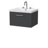 [BFSL1422M] Pershall Contemporary Wall Hung 1 Drawer Vanity Unit with 3 Tap Hole Fireclay Basin - Choice of Size and Colour - Cutout