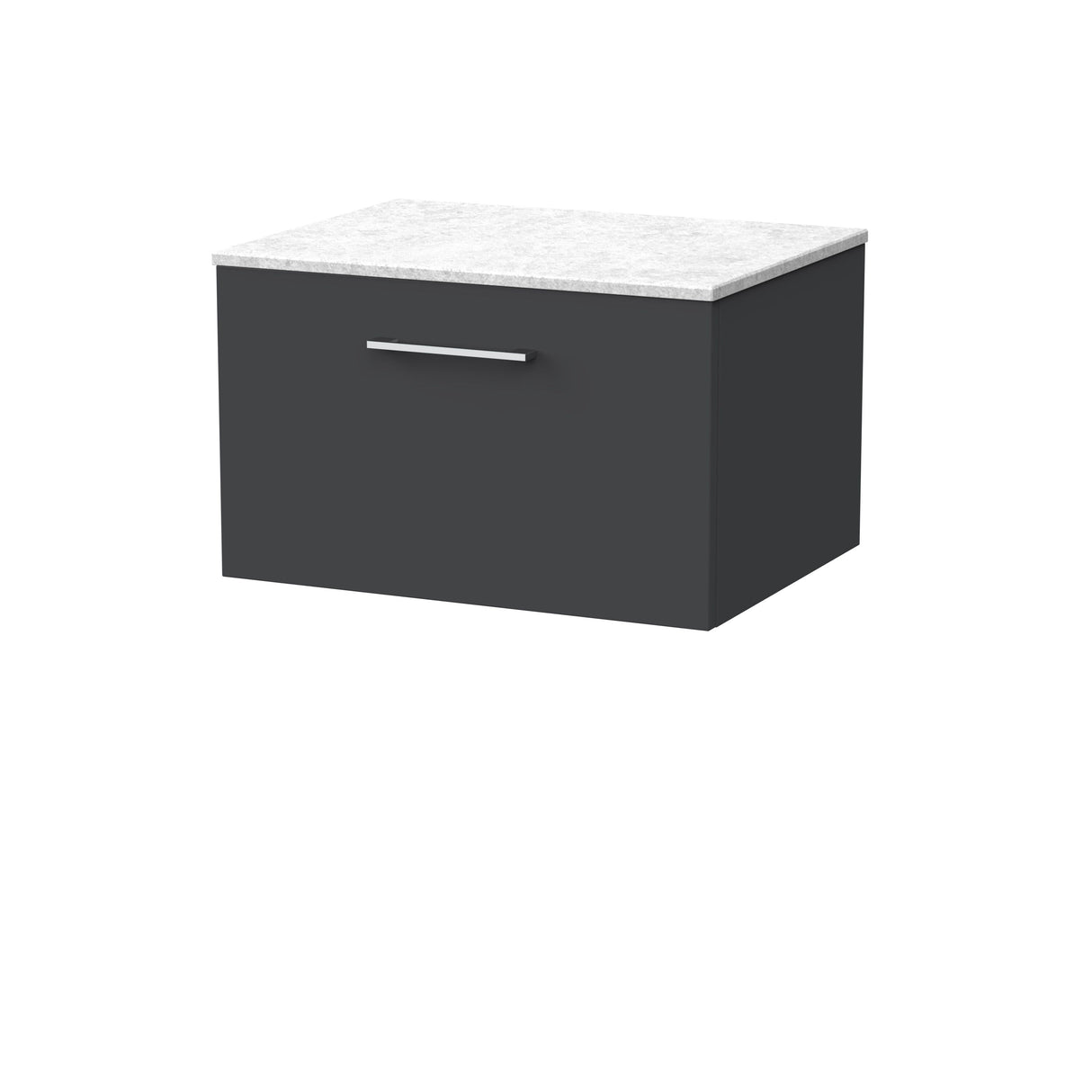 [BFSL1422WMT] Pershall Contemporary Wall Hung 1 Drawer Vanity Unit with White Marble Top - Choice of Size and Colour - Cutout