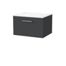 [BFSL1422WMT] Pershall Contemporary Wall Hung 1 Drawer Vanity Unit with White Marble Top - Choice of Size and Colour - Cutout