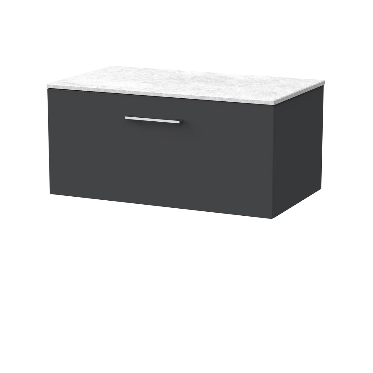 [BFSL1425WMT] Pershall Contemporary Wall Hung 1 Drawer Vanity Unit with White Marble Top - Choice of Size and Colour - Cutout