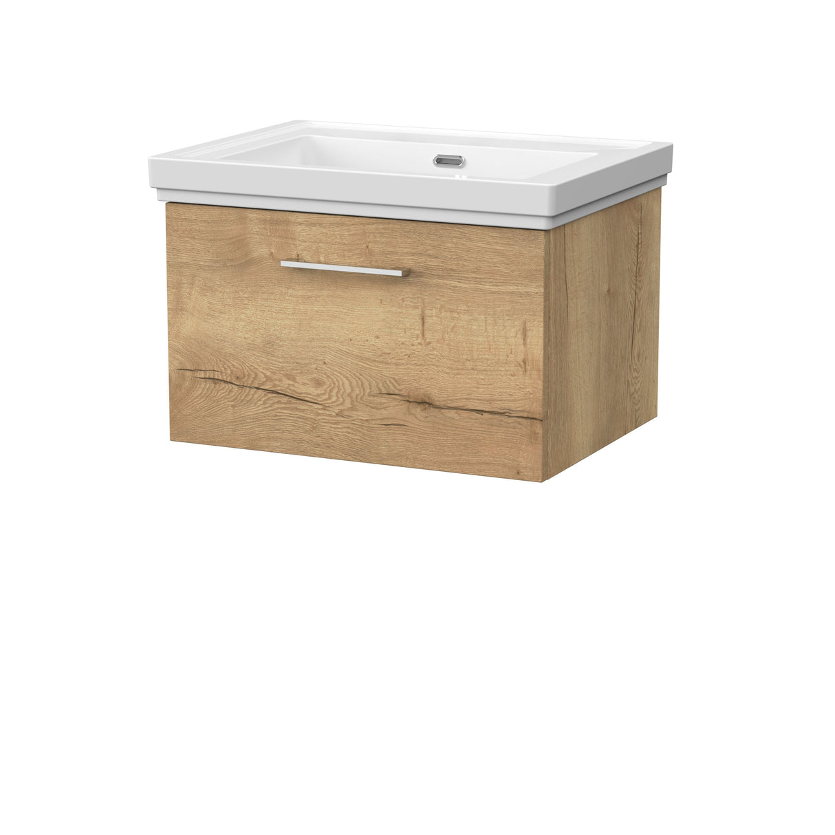 [BFSL1822H] Pershall Contemporary Wall Hung 1 Drawer Vanity Unit with Traditional 0 Tap Hole Fireclay Basin - Choice of Size and Colour - Cutout