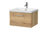 [BFSL1822L] Pershall Contemporary Wall Hung 1 Drawer Vanity Unit with 1 Tap Hole Fireclay Basin - Choice of Size and Colour - Cutout