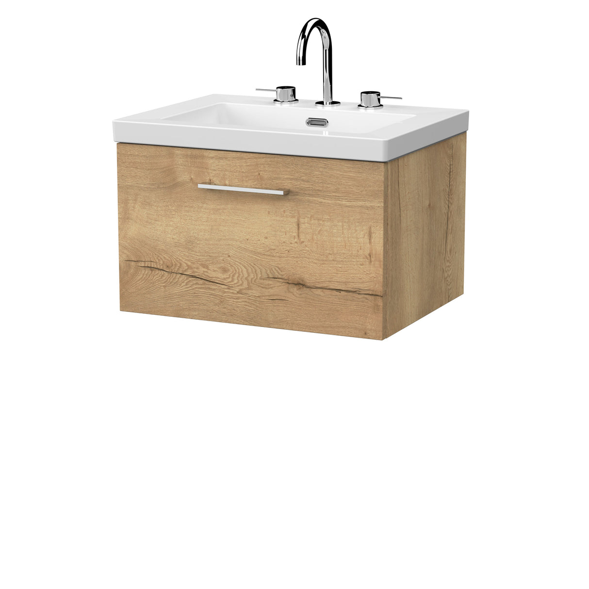 [BFSL1822M] Pershall Contemporary Wall Hung 1 Drawer Vanity Unit with 3 Tap Hole Fireclay Basin - Choice of Size and Colour - Cutout