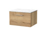 [BFSL1822WMT] Pershall Contemporary Wall Hung 1 Drawer Vanity Unit with White Marble Top - Choice of Size and Colour - Cutout