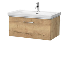 [BFSL1825A] Pershall Contemporary Wall Hung 1 Drawer Vanity Unit with Traditional 1 Tap Hole Fireclay Basin - Choice of Size and Colour - Cutout