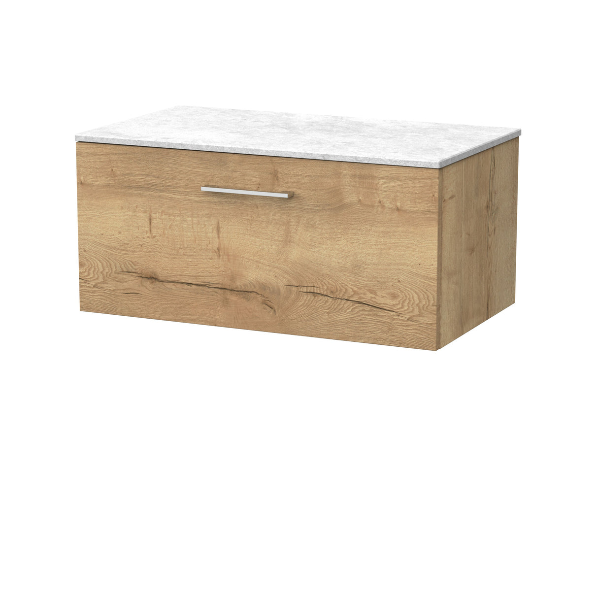 [BFSL1825WMT] Pershall Contemporary Wall Hung 1 Drawer Vanity Unit with White Marble Top - Choice of Size and Colour - Cutout