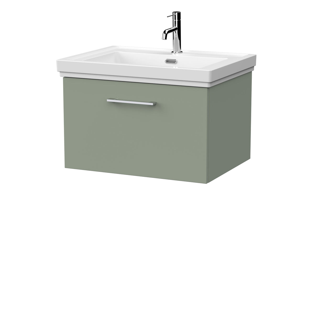[BFSL3122A] Pershall Contemporary Wall Hung 1 Drawer Vanity Unit with Traditional 1 Tap Hole Fireclay Basin - Choice of Size and Colour - Cutout