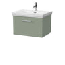 [BFSL3122A] Pershall Contemporary Wall Hung 1 Drawer Vanity Unit with Traditional 1 Tap Hole Fireclay Basin - Choice of Size and Colour - Cutout