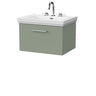 [BFSL3122B] Pershall Contemporary Wall Hung 1 Drawer Vanity Unit with Traditional 3 Tap Hole Fireclay Basin - Choice of Size and Colour - Cutout