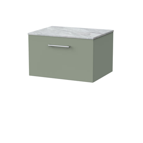 [BFSL3122GMT] Pershall Contemporary Wall Hung 1 Drawer Vanity Unit with Grey Marble Top - Choice of Size and Colour - Cutout