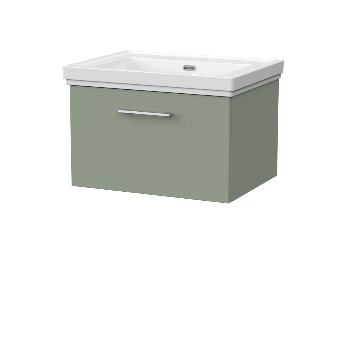 [BFSL3122H] Pershall Contemporary Wall Hung 1 Drawer Vanity Unit with Traditional 0 Tap Hole Fireclay Basin - Choice of Size and Colour - Cutout