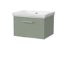 [BFSL3122H] Pershall Contemporary Wall Hung 1 Drawer Vanity Unit with Traditional 0 Tap Hole Fireclay Basin - Choice of Size and Colour - Cutout