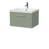 [BFSL3122L] Pershall Contemporary Wall Hung 1 Drawer Vanity Unit with 1 Tap Hole Fireclay Basin - Choice of Size and Colour - Cutout