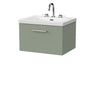 [BFSL3122M] Pershall Contemporary Wall Hung 1 Drawer Vanity Unit with 3 Tap Hole Fireclay Basin - Choice of Size and Colour - Cutout