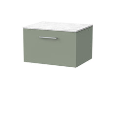 [BFSL3122WMT] Pershall Contemporary Wall Hung 1 Drawer Vanity Unit with White Marble Top - Choice of Size and Colour - Cutout