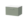 [BFSL3122WMT] Pershall Contemporary Wall Hung 1 Drawer Vanity Unit with White Marble Top - Choice of Size and Colour - Cutout