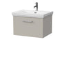 [BFSL3222A] Pershall Contemporary Wall Hung 1 Drawer Vanity Unit with Traditional 1 Tap Hole Fireclay Basin - Choice of Size and Colour - Cutout