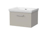 [BFSL3222H] Pershall Contemporary Wall Hung 1 Drawer Vanity Unit with Traditional 0 Tap Hole Fireclay Basin - Choice of Size and Colour - Cutout