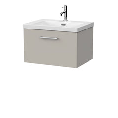 [BFSL3222L] Pershall Contemporary Wall Hung 1 Drawer Vanity Unit with 1 Tap Hole Fireclay Basin - Choice of Size and Colour - Cutout