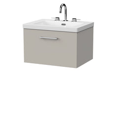 [BFSL3222M] Pershall Contemporary Wall Hung 1 Drawer Vanity Unit with 3 Tap Hole Fireclay Basin - Choice of Size and Colour - Cutout