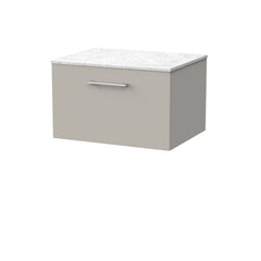 [BFSL3222WMT] Pershall Contemporary Wall Hung 1 Drawer Vanity Unit with White Marble Top - Choice of Size and Colour - Cutout