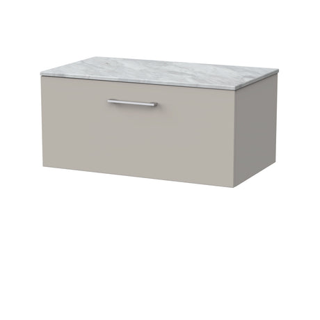 [BFSL3225GMT] Pershall Contemporary Wall Hung 1 Drawer Vanity Unit with Grey Marble Top - Choice of Size and Colour - Cutout