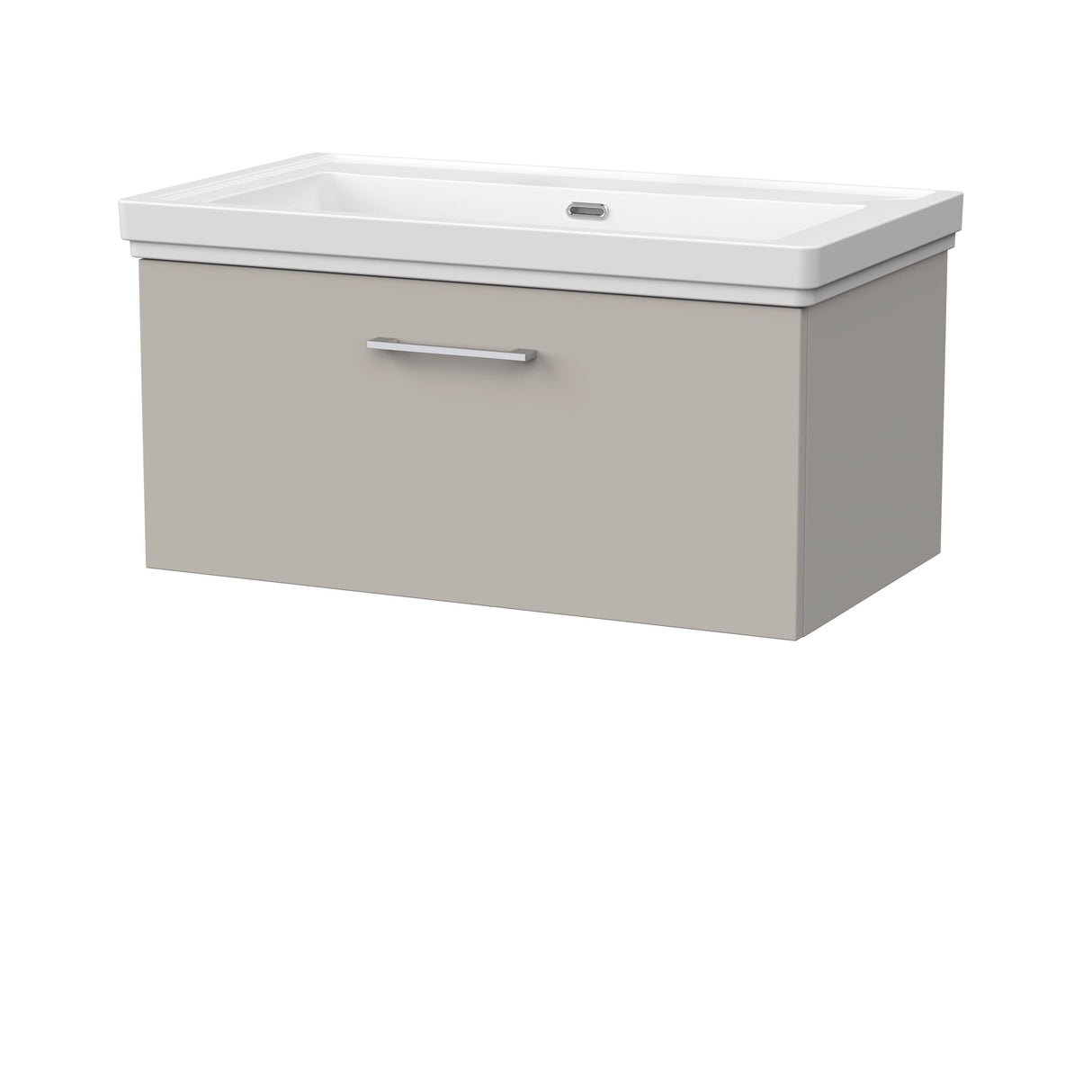 [BFSL3225H] Pershall Contemporary Wall Hung 1 Drawer Vanity Unit with Traditional 0 Tap Hole Fireclay Basin - Choice of Size and Colour - Cutout