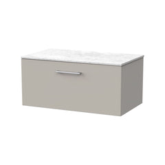 [BFSL3225WMT] Pershall Contemporary Wall Hung 1 Drawer Vanity Unit with White Marble Top - Choice of Size and Colour - Cutout