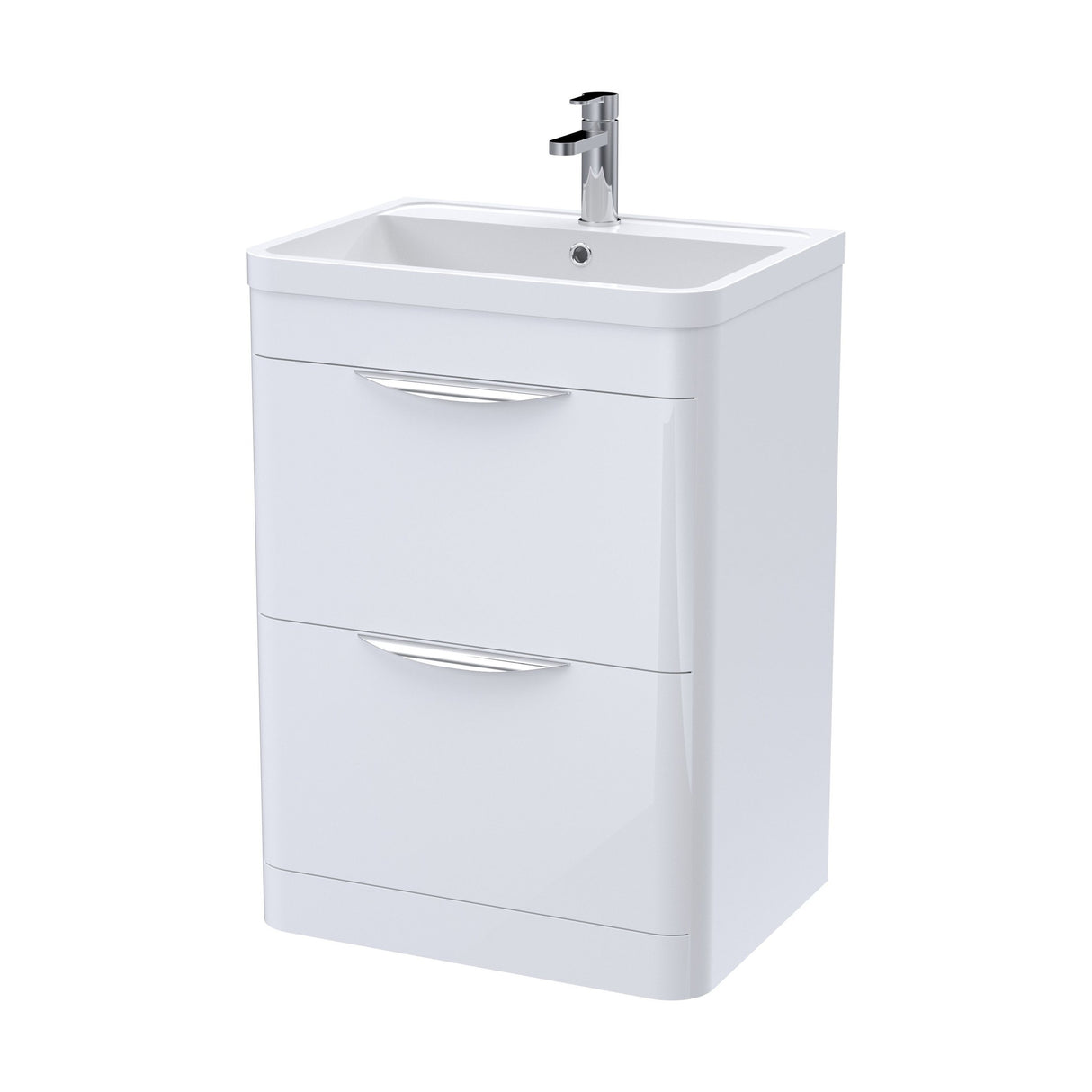 [BFWA001A] Balterley Wave Floor Standing 2 Drawer Vanity Unit Basin, Gloss White, 550mm - Cutout