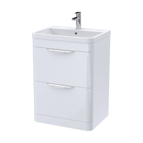 [BFWA001A] Balterley Wave Floor Standing 2 Drawer Vanity Unit Basin, Gloss White, 550mm - Cutout