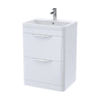 [BFWA001] Balterley Wave Modern Bathroom Floor Standing 2 Drawer Vanity Unit Basin, Gloss White, 600mm - Cutout