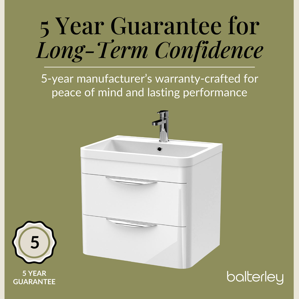 Modern 2-Drawer Wall Hung Vanity Basin Unit with Ceramic Basin - 600mm