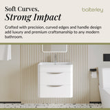 Modern 2-Drawer Wall Hung Vanity Basin Unit with Ceramic Basin - 600mm