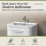 Modern 2-Drawer Wall Hung Vanity Basin Unit with Ceramic Basin - 600mm