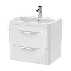 [BFWA002A] Aldershawe Modern 2-Drawer Wall Hung Vanity Basin Unit with Ceramic Basin - 600mm - Cutout